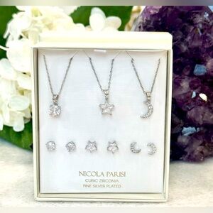 New NICHOLA PARISI cubic zirconia & fine silver plated necklaces & earrings